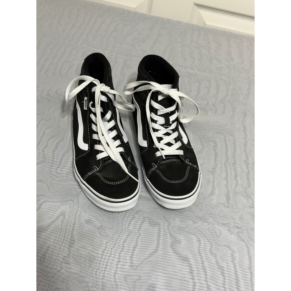 Vans Sk8-Hi High Top Sneakers Black White Youth Size 6.0 Skate Shoes